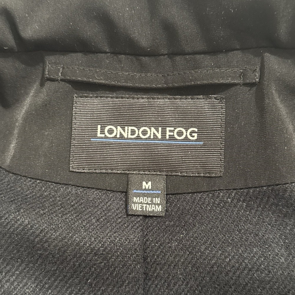 London Fog Women's Black Raincoat Hooded Trench Jacket Zip Snap Front M NWOT - Picture 7 of 11